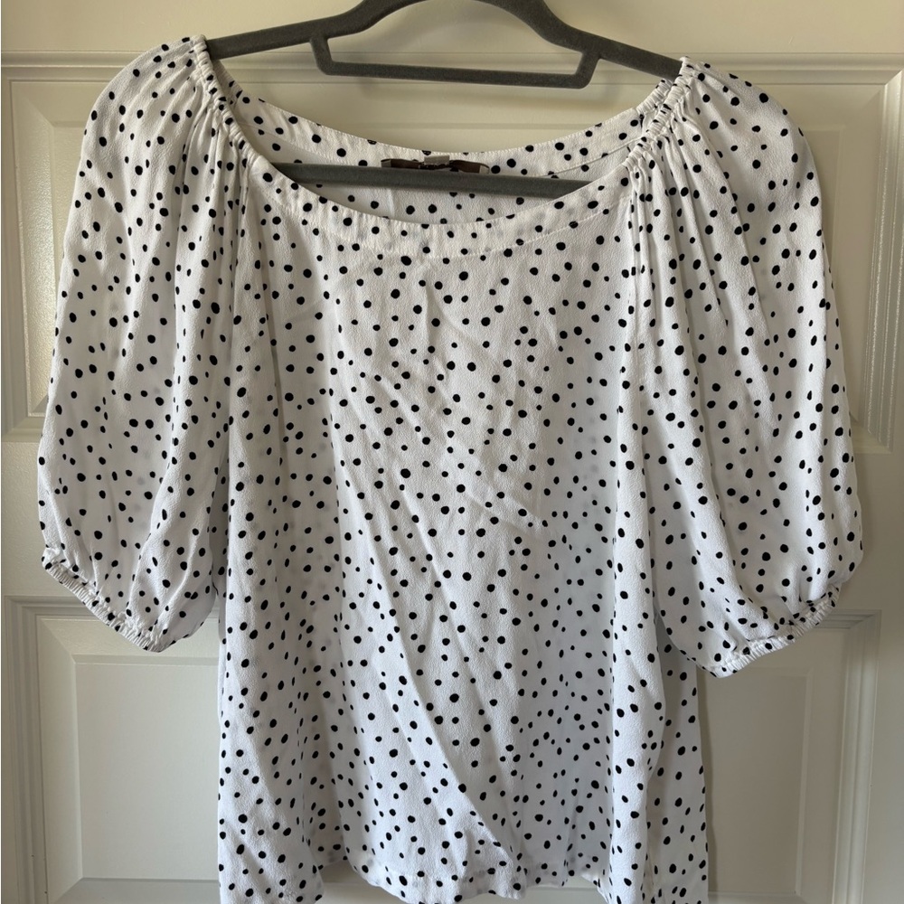 LOFT Black and White Polka Dot Blouse